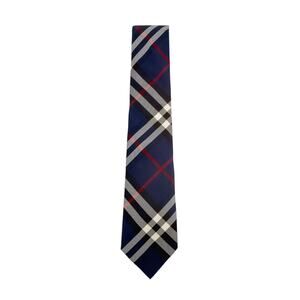 BURBERRY Manston Modern-Cut Check Silk Tie in Navy